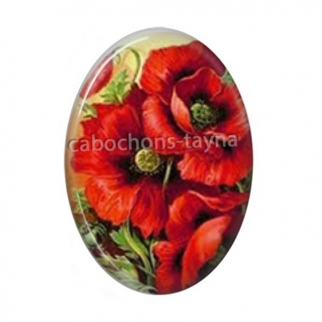 Cabochon Résine Ovale - coquelicot
