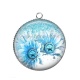 Pendentif Cabochon Argent - fleur bleu