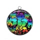 Pendentif Cabochon Argent - fleur exotique