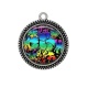 Pendentif Cabochon Argent - fleur exotique