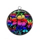 Pendentif Cabochon Argent - fleur exotique