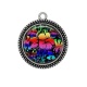 Pendentif Cabochon Argent - fleur exotique