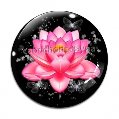 Cabochon Verre - fleur exotique