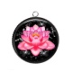 Pendentif Cabochon Argent - fleur exotique