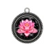 Pendentif Cabochon Argent - fleur exotique