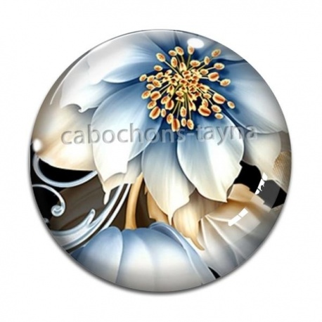 Cabochon Verre - fleur exotique