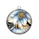 Pendentif Cabochon Argent - fleur exotique