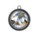 Pendentif Cabochon Argent - fleur exotique