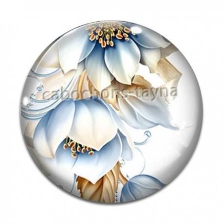 Cabochon Verre - fleur exotique