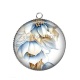 Pendentif Cabochon Argent - fleur exotique