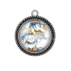Pendentif Cabochon Argent - fleur exotique