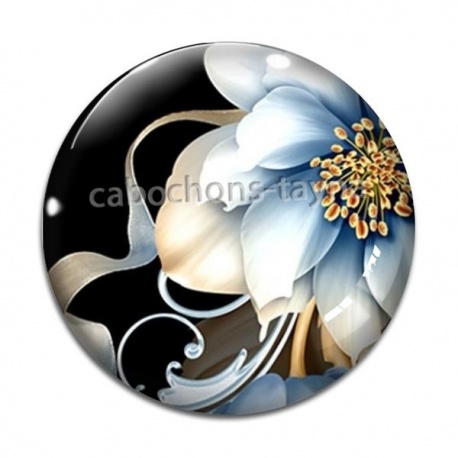 Cabochon Verre - fleur exotique