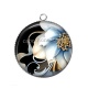 Pendentif Cabochon Argent - fleur exotique