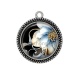Pendentif Cabochon Argent - fleur exotique