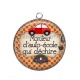 Pendentif Cabochon Argent - moniteur d'auto école qui déchire