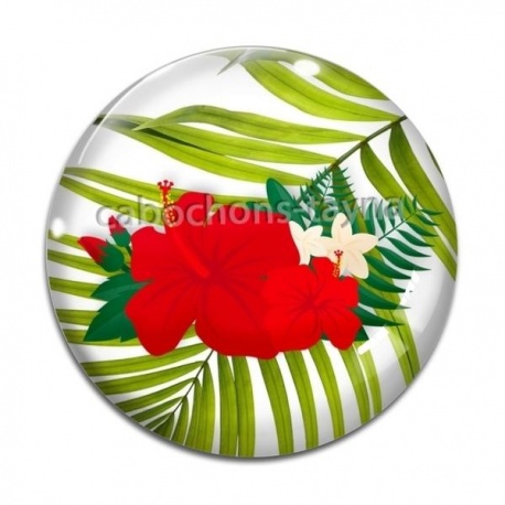 Cabochon Verre - fleur exotique