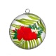Pendentif Cabochon Argent - fleur exotique