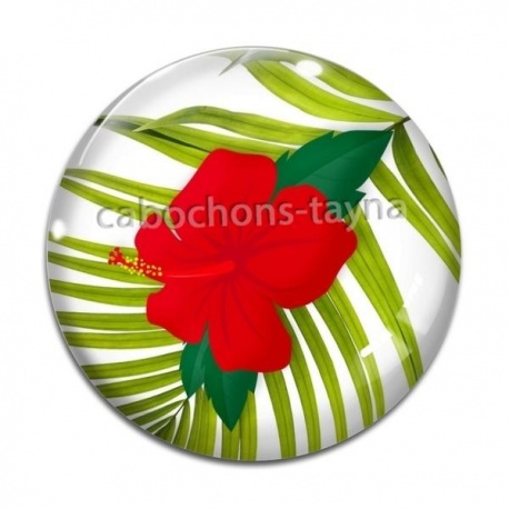 Cabochon Verre - fleur exotique