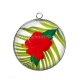 Pendentif Cabochon Argent - fleur exotique