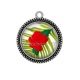 Pendentif Cabochon Argent - fleur exotique