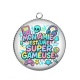 Pendentif Cabochon Argent - mon amie est une super gameuse