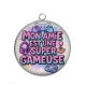 Pendentif Cabochon Argent - mon amie est une super gameuse