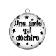 Pendentif Cabochon Argent - une amie qui déchire