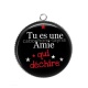 Pendentif Cabochon Argent - tu es une amie qui déchire