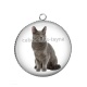 Pendentif Cabochon Argent - chat