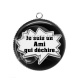 Pendentif Cabochon Argent - je suis un ami qui déchire
