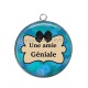 Pendentif Cabochon Argent - une amie géniale