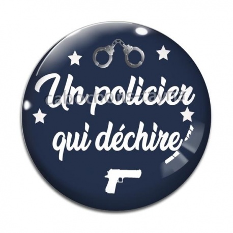 Cabochon Verre - un policier qui déchire