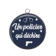 Pendentif Cabochon Argent - un policier qui déchire