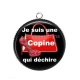 Pendentif Cabochon Argent -  une copine qui déchire