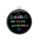 Pendentif Cabochon Argent -  une copine qui déchire