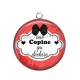 Pendentif Cabochon Argent -  une copine qui déchire