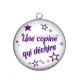 Pendentif Cabochon Argent - une copine qui déchire