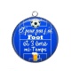 Pendentif Cabochon Argent - j'peux pas j'ai foot et 3 eme mi temps