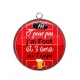 Pendentif Cabochon Argent - j'peux pas j'ai foot et 3 eme mi temps