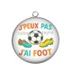 Pendentif Cabochon Argent - j'peux pas j'ai foot