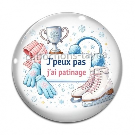 Cabochon Verre - j'peux pas j'ai patinage