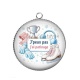 Pendentif Cabochon Argent - j'peux pas j'ai patinage