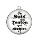 Pendentif Cabochon Argent - je suis un tonton qui déchire