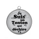 Pendentif Cabochon Argent - je suis un tonton qui déchire