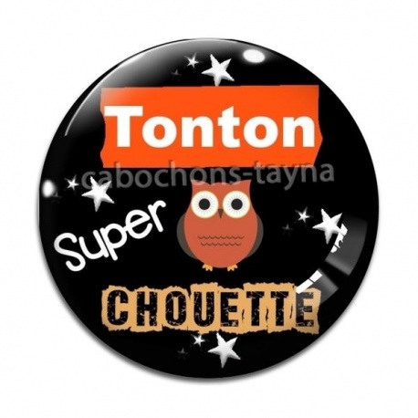 Cabochon Verre - tonton super chouette
