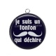 Pendentif Cabochon Argent -  je suis un tonton qui déchire