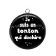 Pendentif Cabochon Argent -  je suis un tonton qui déchire