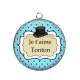 Pendentif Cabochon Argent - je t'aime tonton