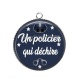 Pendentif Cabochon Argent - un policier qui déchire