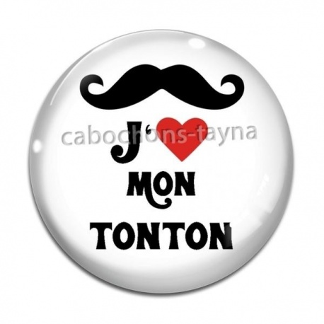 Cabochon Verre - j'aime mon tonton